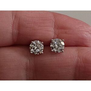 CERTIFIED Genuine Moissanite Diamond 2 Ct Round Stud Earrings-18K/925SS